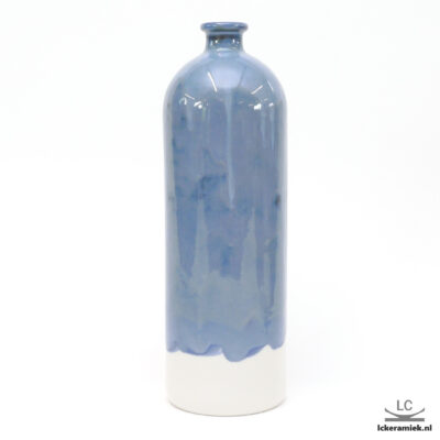 Porseleinen fles vaas gentiaanblauw