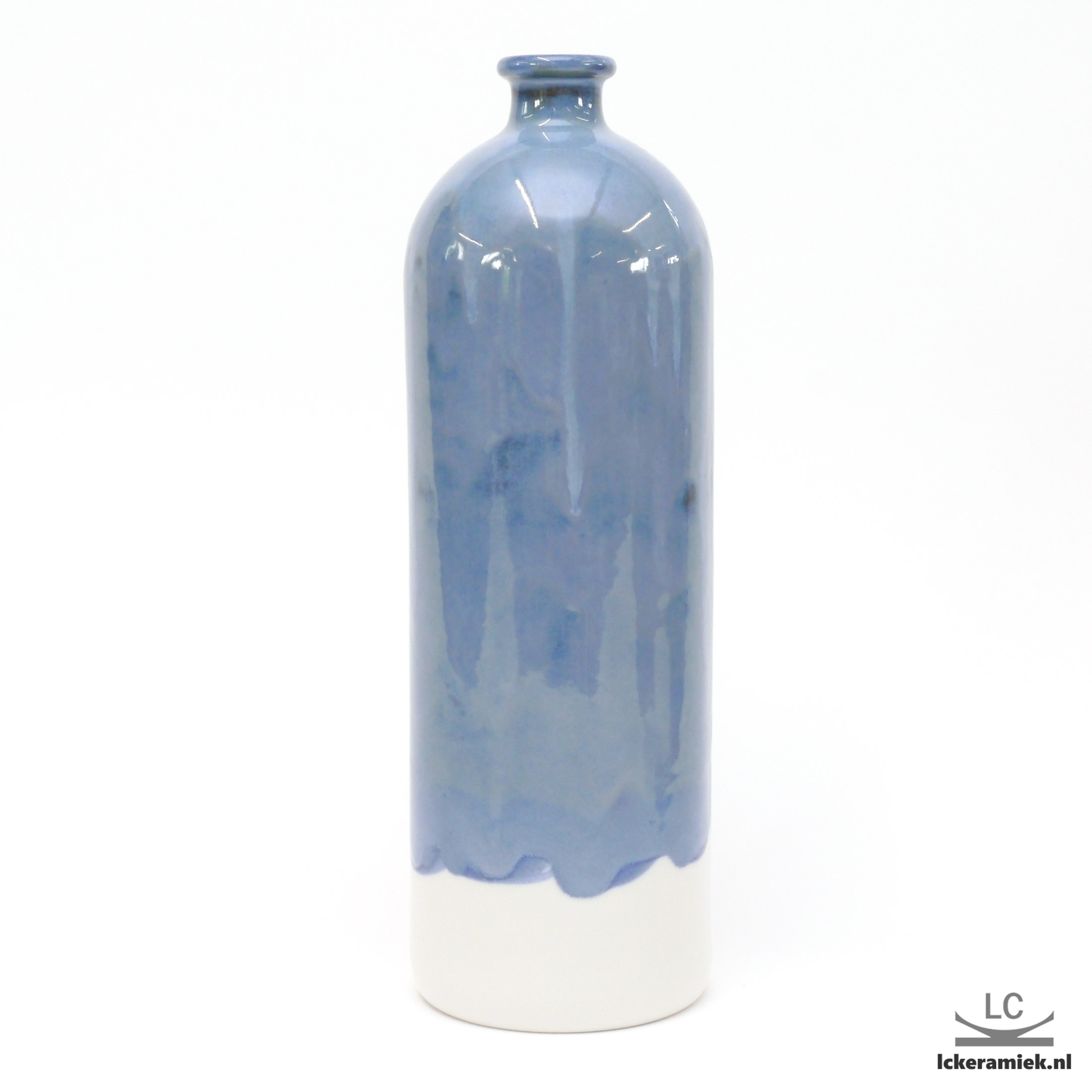 Porseleinen fles vaas gentiaanblauw