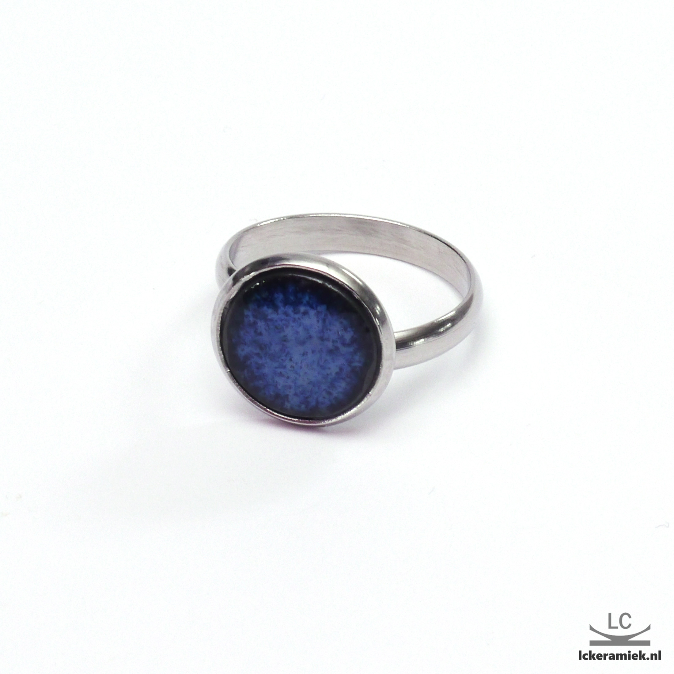 Ring met porselein Melkweg blauw Ø14mm