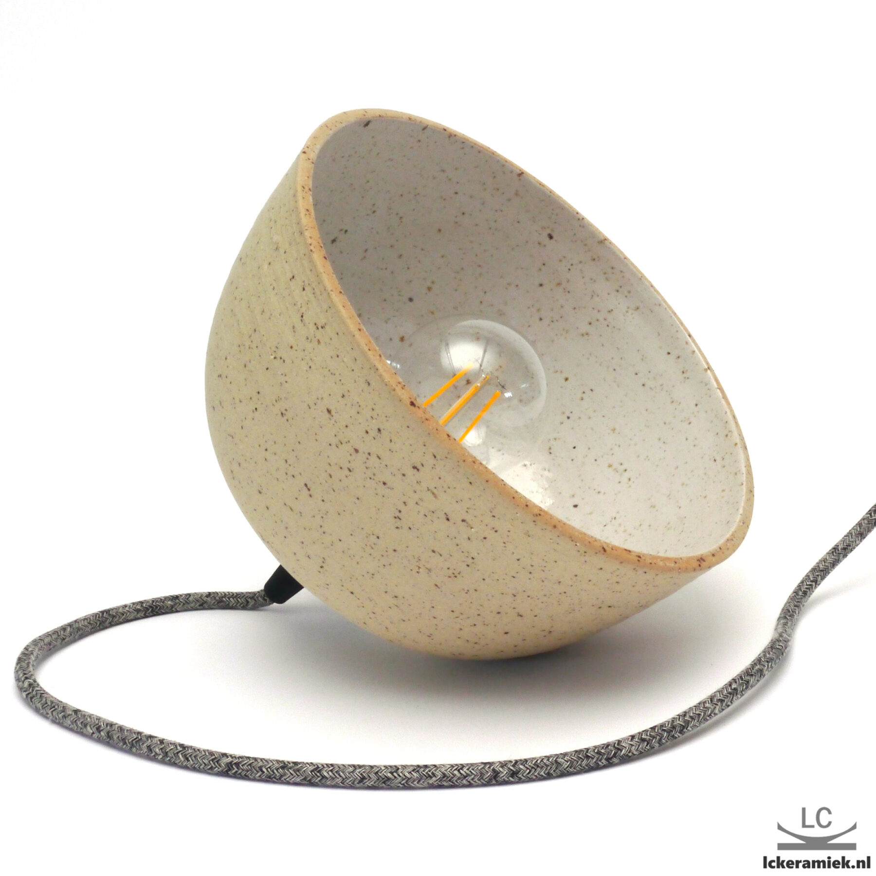 Hanglamp handgedraaid steengoed met spikkels Ø20cm
