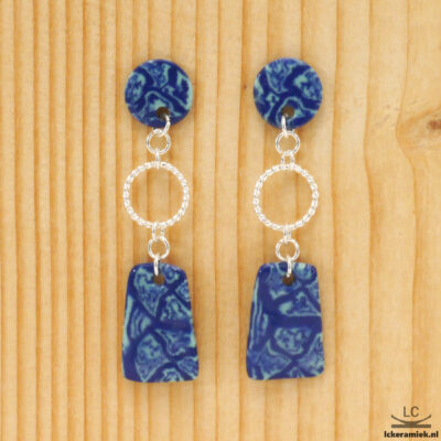 Porseleinen Oorbellen nerikomi blauw met sterling zilver