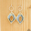 Porseleinen Oorbellen blauwgroen arabesque met sterling zilver