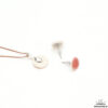 Sieraden set ketting met Porseleinen hanger en porseleinen stekers - roze - chirurgisch staal