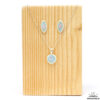 Sieraden set ketting met Porseleinen hanger en ovale porseleinen stekers - blauw roze - sterling zilver